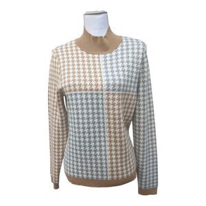 Calvin Klein Women Houndstooth Pullover Sweater Knit SZ M